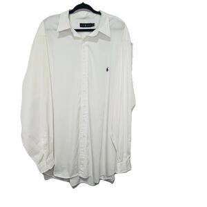 Ralph Lauren Mens Big And Tall 100% Cotton White Dress Shirt Blue Label Size 3XT